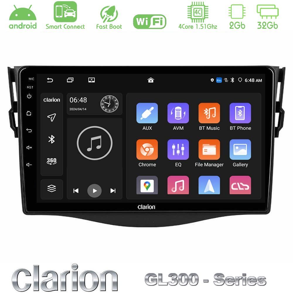 Clarion GL300 Series 4Core Android ClarionOS 2+32GB Toyota RAV4 Navigation Multimedia Tablet 9" Με Carplay & Android Auto