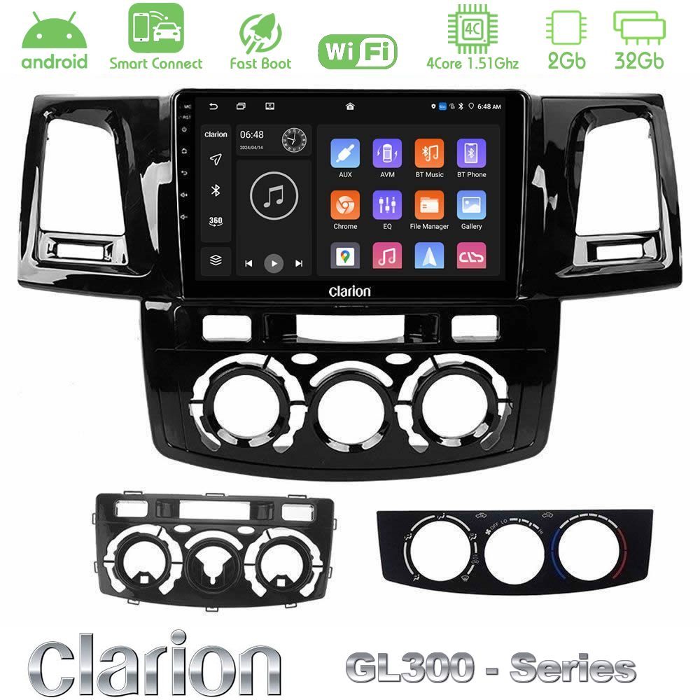 Clarion GL300 Series 4Core Android ClarionOS 2+32GB Toyota Hilux 2007-2011 Navigation Multimedia Tablet 9" Με Carplay & Android Auto