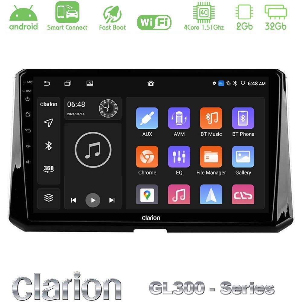 Clarion GL300 Series 4Core Android ClarionOS 2+32GB Toyota Corolla 2019-2022 Navigation Multimedia Tablet 10" Με Carplay & Android Auto