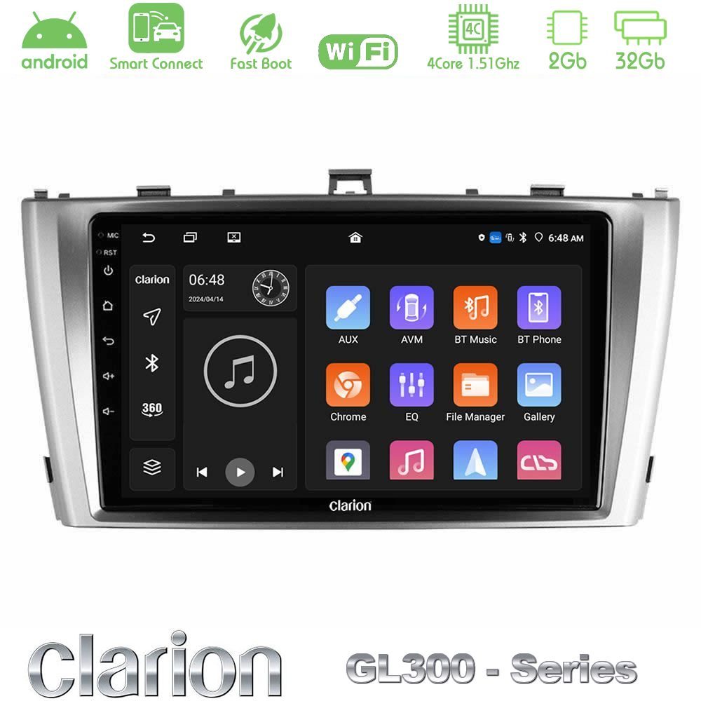 Clarion GL300 Series 4Core Android ClarionOS 2+32GB Toyota Avensis T27 Navigation Multimedia Tablet 9" Με Carplay & Android Auto