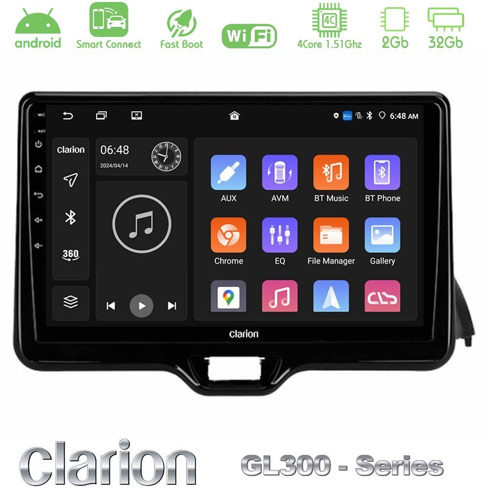 Clarion GL300 Series 4Core Android ClarionOS 2+32GB Toyota Yaris 2020-> Navigation Multimedia Tablet 10" Με Carplay & Android Auto