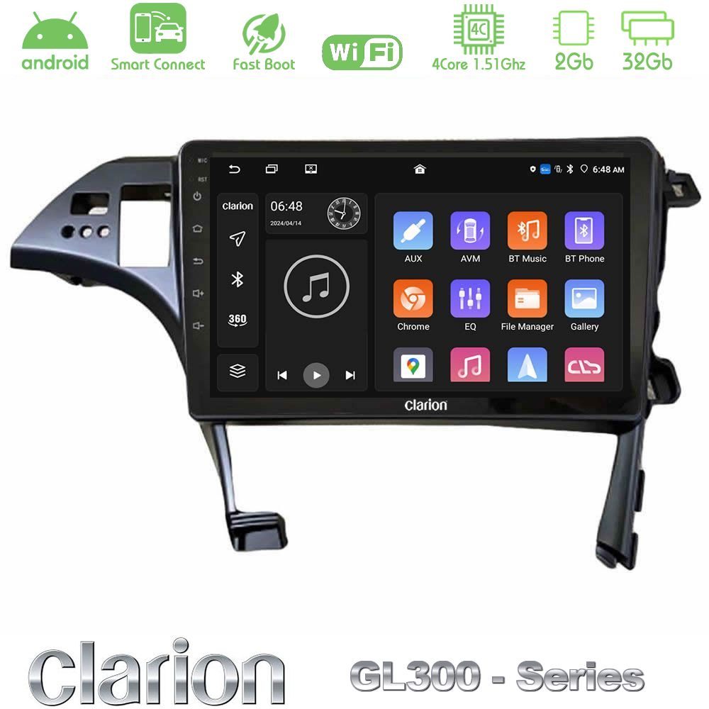 Clarion GL300 Series 4Core Android ClarionOS 2+32GB Toyota Prius 2010-2015 Navigation Multimedia Tablet 10" Με Carplay & Android Auto