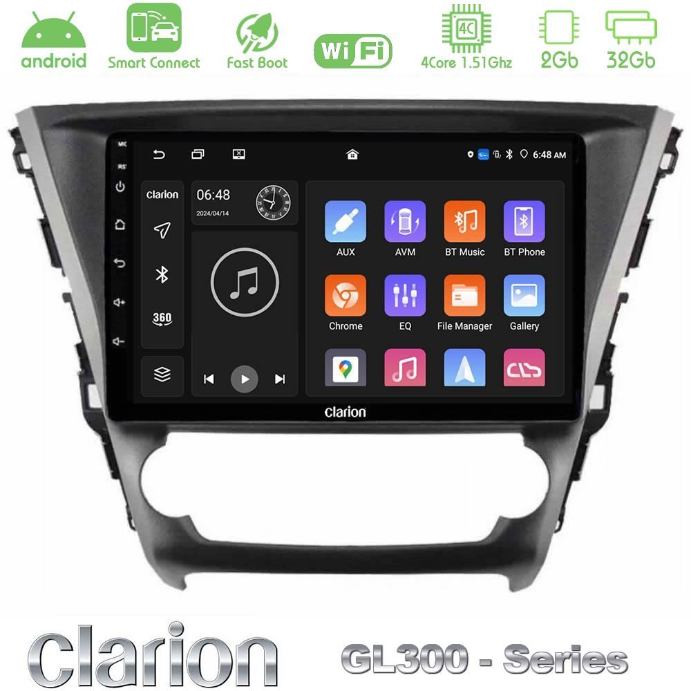 Clarion GL300 Series 4Core Android ClarionOS 2+32GB Toyota Avensis 2015-2018 Navigation Multimedia Tablet 9" Με Carplay & Android Auto