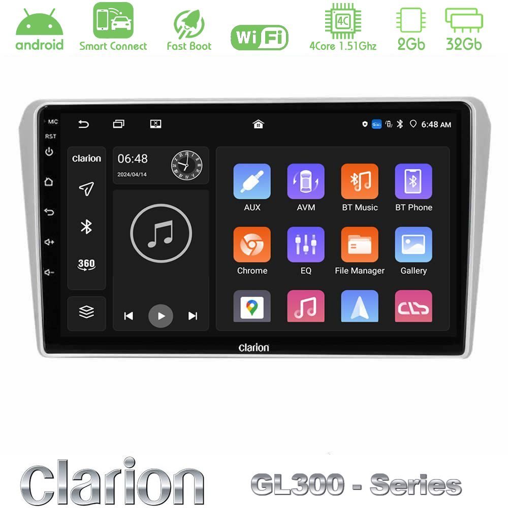 Clarion GL300 Series 4Core Android ClarionOS 2+32GB Toyota Avensis T25 02/2003–2008 Navigation Multimedia Tablet 9" Με Carplay & Android Auto