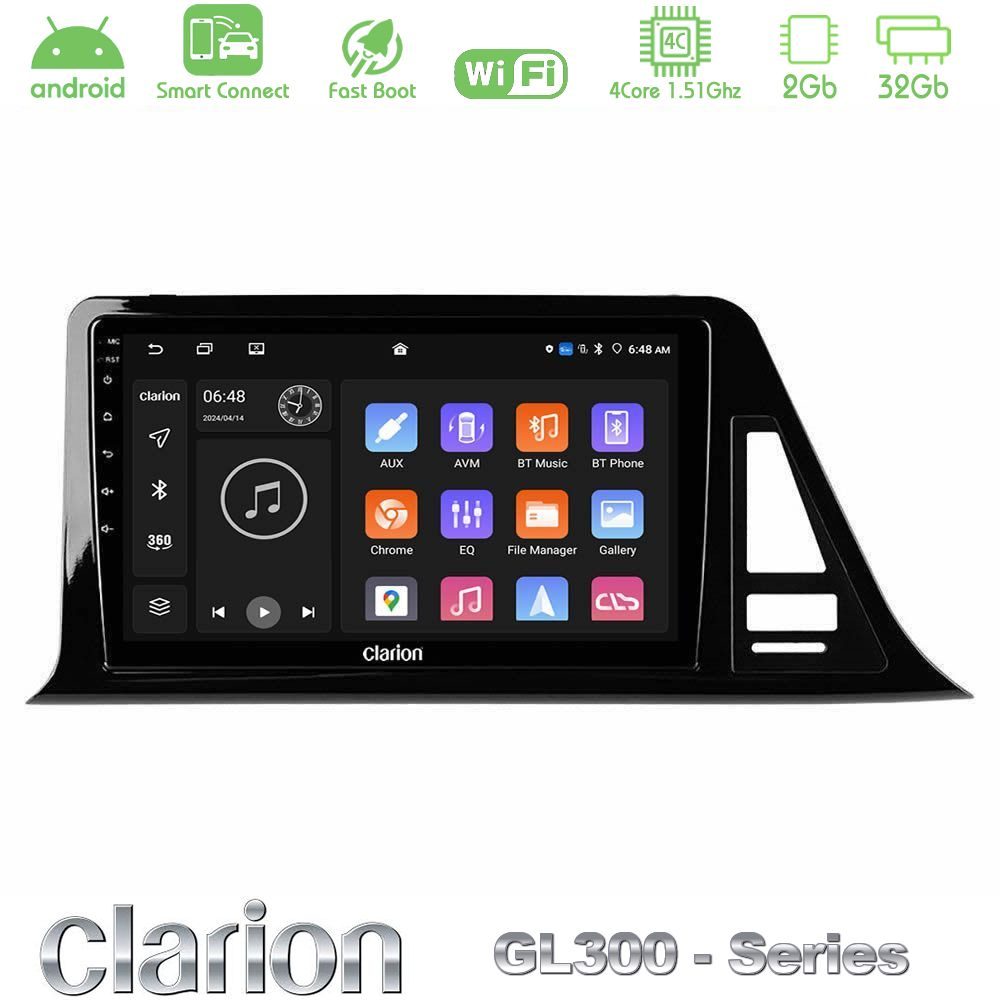 Clarion GL300 Series 4Core Android ClarionOS 2+32GB Toyota CH-R Navigation Multimedia Tablet 9" Με Carplay & Android Auto