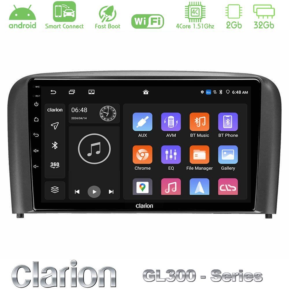 Clarion GL300 Series 4Core Android ClarionOS 2+32GB Volvo S80 1998-2006 Navigation Multimedia Tablet 9" Με Carplay & Android Auto