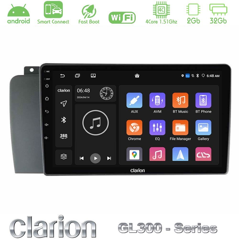 Clarion GL300 Series 4Core Android ClarionOS 2+32GB Volvo S60 2004-2009 Navigation Multimedia Tablet 9" Με Carplay & Android Auto