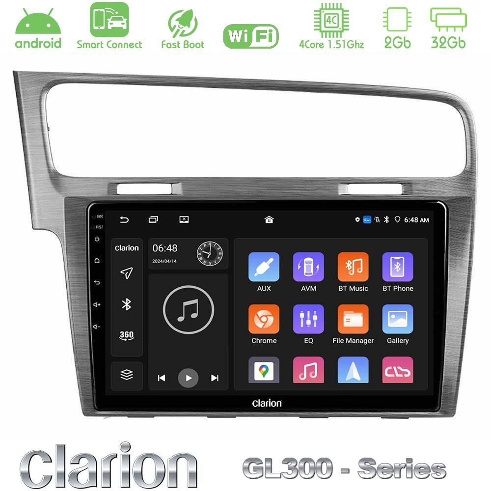 Clarion GL300 Series 4Core Android ClarionOS 2+32GB VW GOLF 7 Navigation Multimedia Tablet 10" Με Carplay & Android Auto