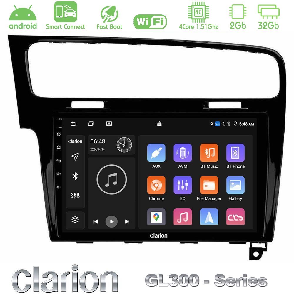 Clarion GL300 Series 4Core Android ClarionOS 2+32GB VW GOLF 7 Navigation Multimedia Tablet 10" Με Carplay & Android Auto