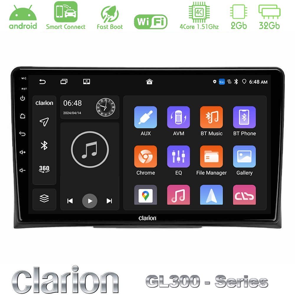Clarion GL300 Series 4Core Android ClarionOS 2+32GB VW Transporter 2003-2015 Navigation Multimedia Tablet 9" Με Carplay & Android Auto