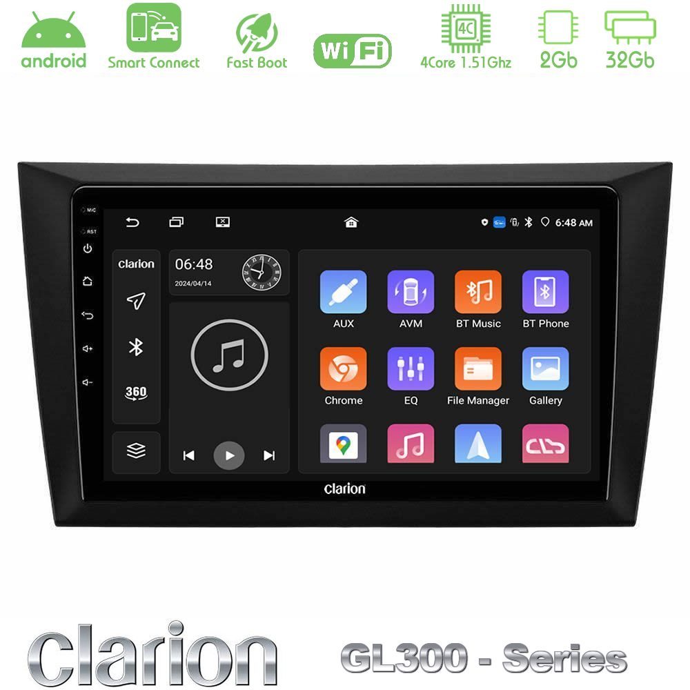 Clarion GL300 Series 4Core Android ClarionOS 2+32GB Vw Golf 6 Navigation Multimedia Tablet 9" Με Carplay & Android Auto