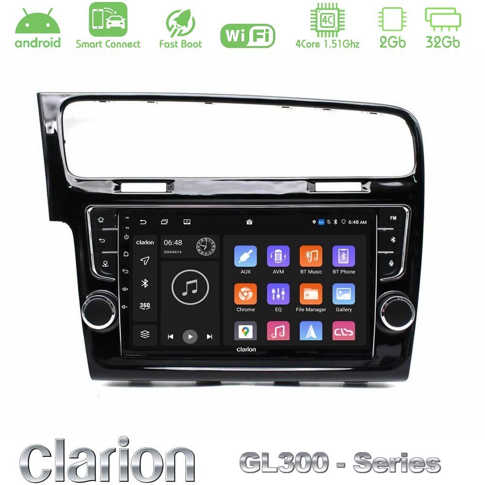 Clarion GL300 Series 4Core Android ClarionOS 2+32GB VW GOLF 7 Navigation Multimedia Tablet 9" Με Carplay & Android Auto (OEM Look)