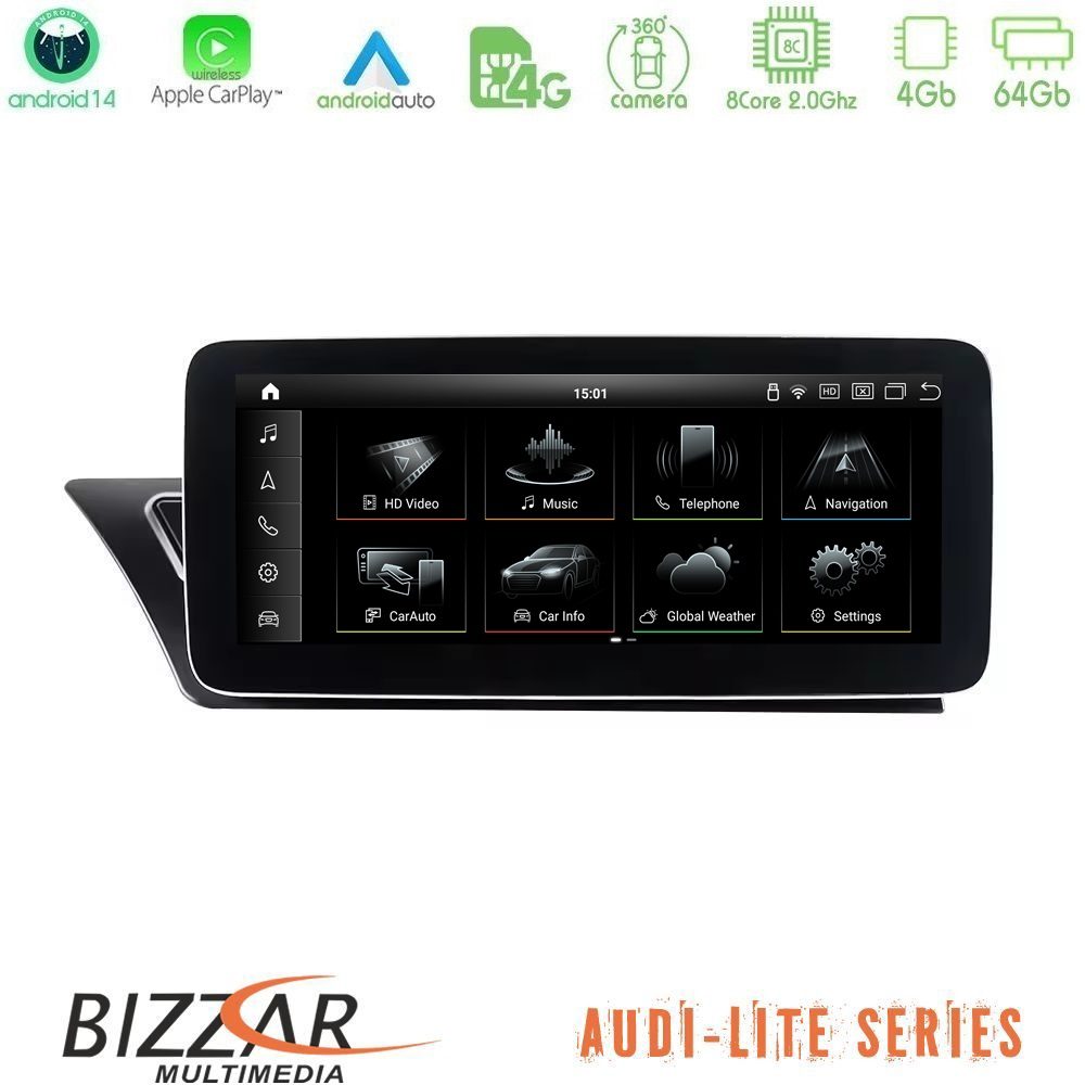Bizzar Lite Series Audi A4/A5 (B8) 2008-2015 Android14 8Core (4+64GB) Navigation Multimedia 10.25"