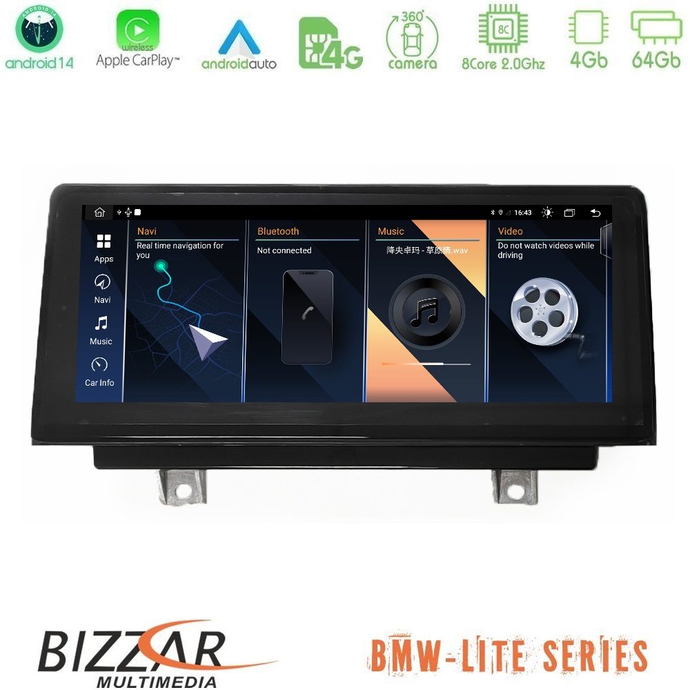 Bizzar Lite Series BMW 3er/4er(F30/F32) NBT Android14 8Core (4+64GB) Navigation Multimedia 10.25"
