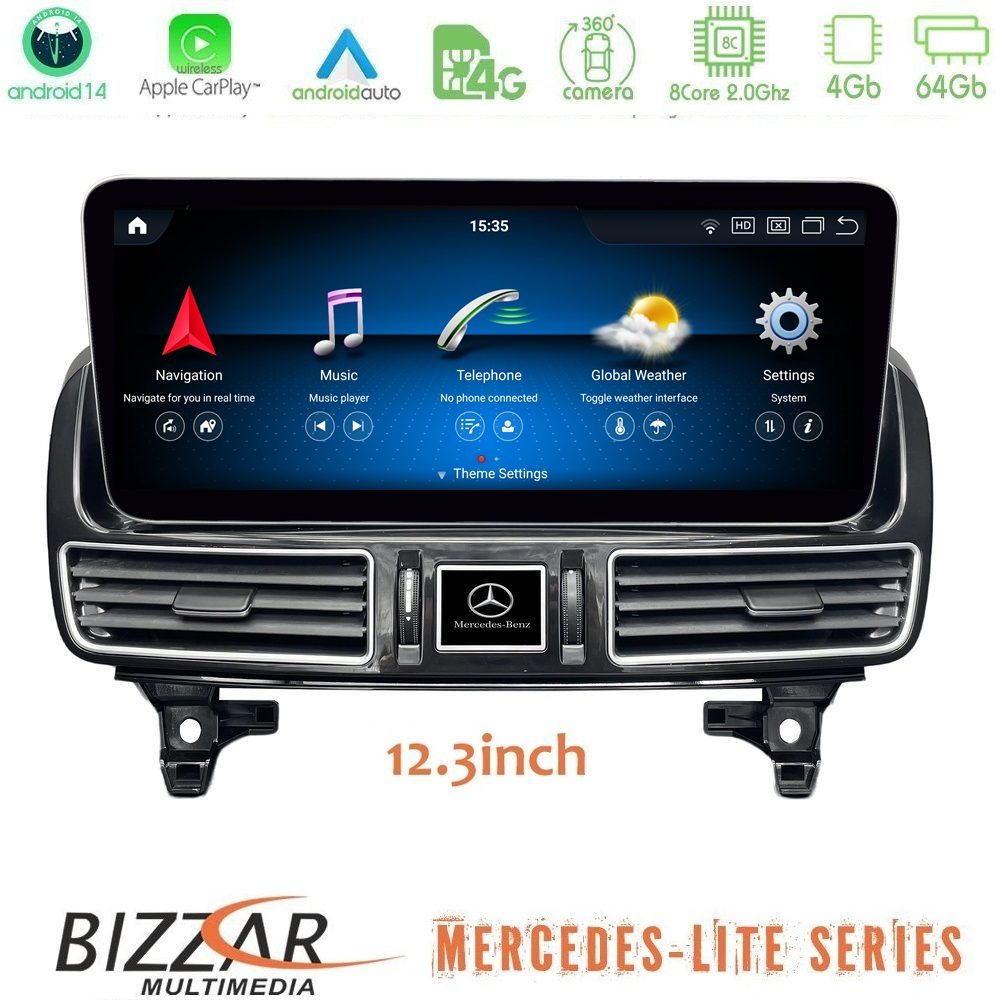 Bizzar Lite Series Mercedes GLE/GLS Class (X166) NTG5 Android14 8Core (4+64GB) Navigation Multimedia 12.3"