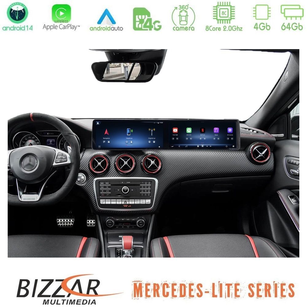 Bizzar Lite Series Dual Screen Mercedes CLA/GLA Class (C117/X156) NTG4.5 Android14 8Core (4+64GB) Navigation Multimedia 24