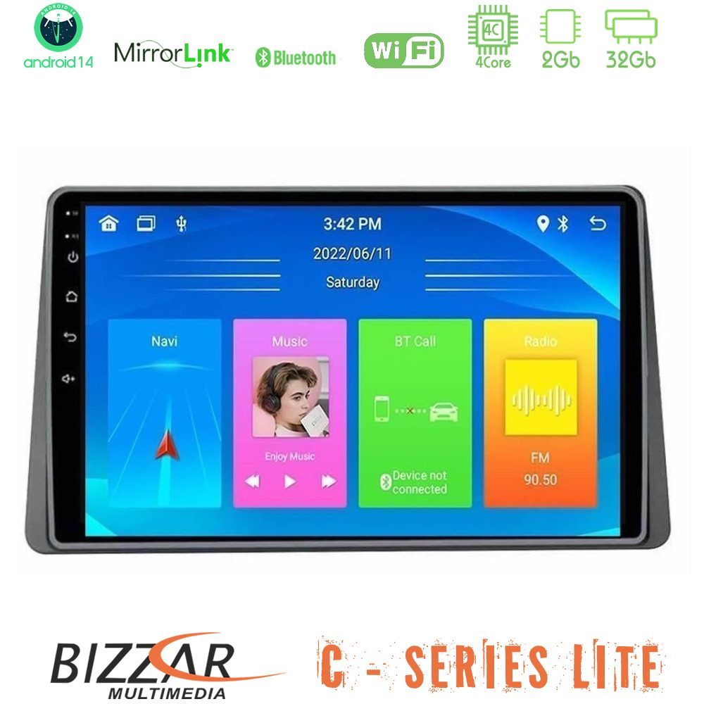 Bizzar C Series Lite 4Core Android14 2+32GB Renault Arkana 2019-> Navigation Multimedia Tablet 10"