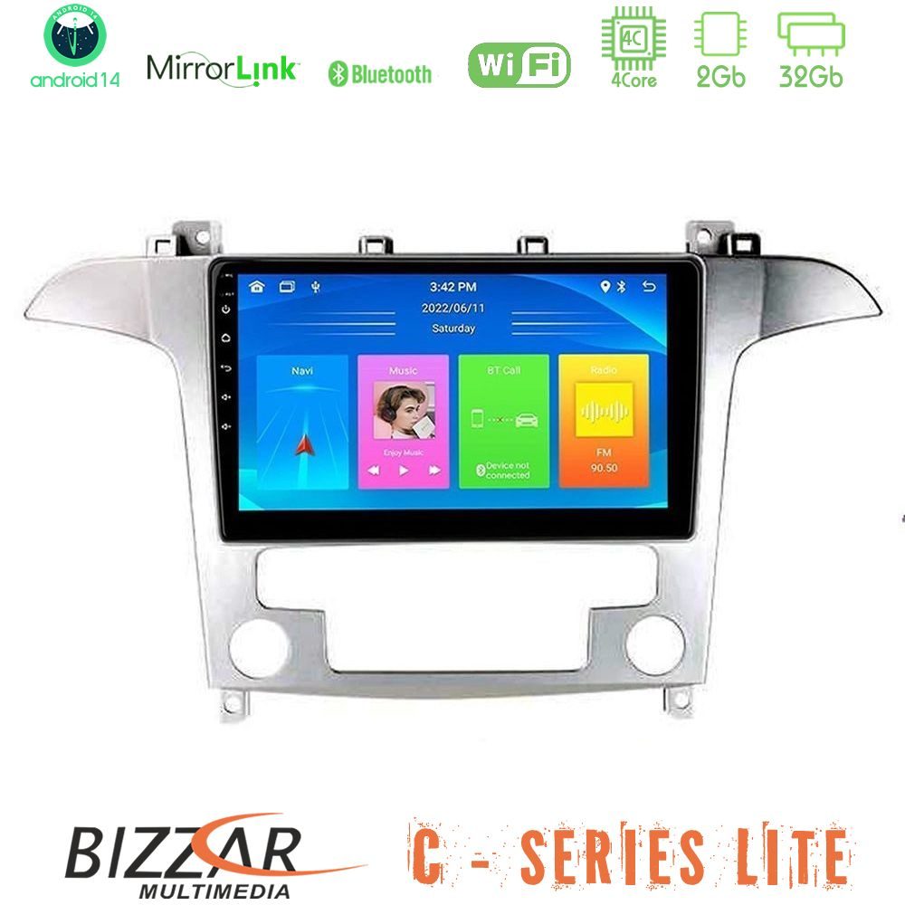 Bizzar C Series Lite 4Core Android14 2+32GB Ford S-Max 2006-2012 Navigation Multimedia Tablet 9"