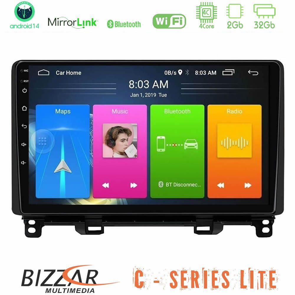 Bizzar C Series Lite 4Core Android14 2+32GB  Honda Jazz RHD 2021-2025 Navigation Multimedia Tablet 10"