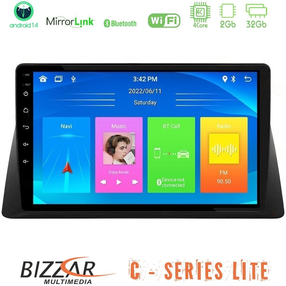 Bizzar C Series Lite 4Core Android14 2+32GB Honda WR-V 2024-> Navigation Multimedia Tablet 10"