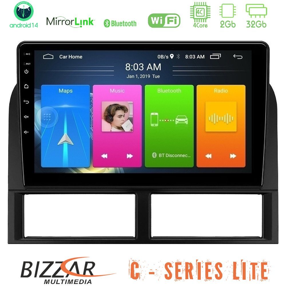 Bizzar C Series Lite 4Core Android14 2+32GB Jeep Grand Cherokee 1999-2004 Navigation Multimedia Tablet 9"