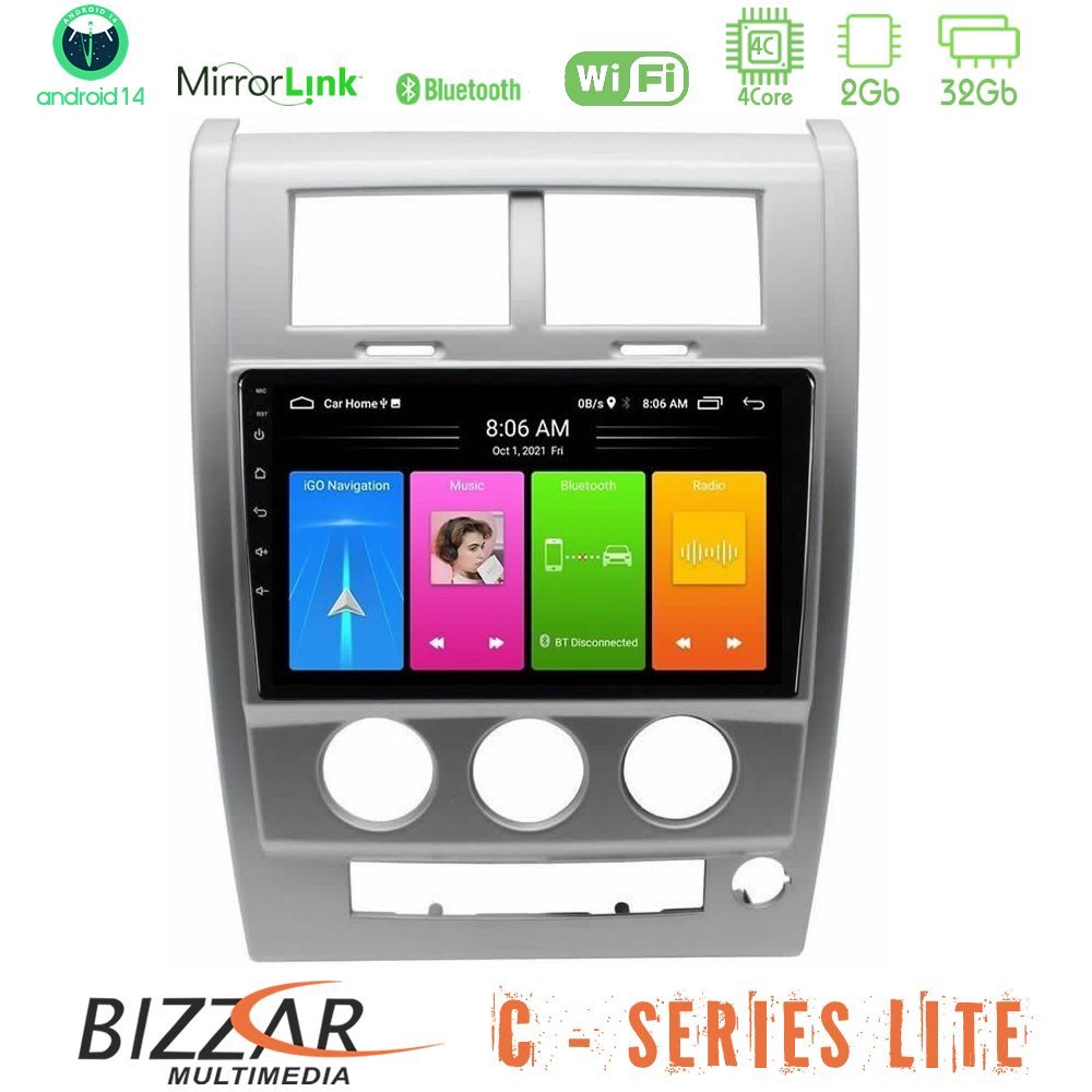 Bizzar C Series Lite 4Core Android14 2+32GB Jeep Cherokee (KK) 2008-2012 Navigation Multimedia Tablet 10"