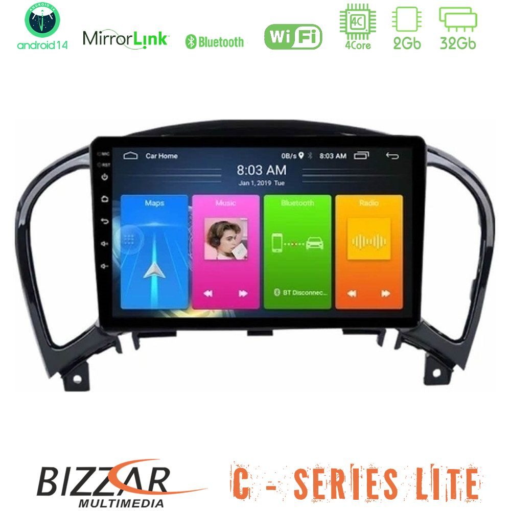 Bizzar C Series Lite 4Core Android14 2+32GB Nissan Juke Navigation Multimedia Tablet 9"