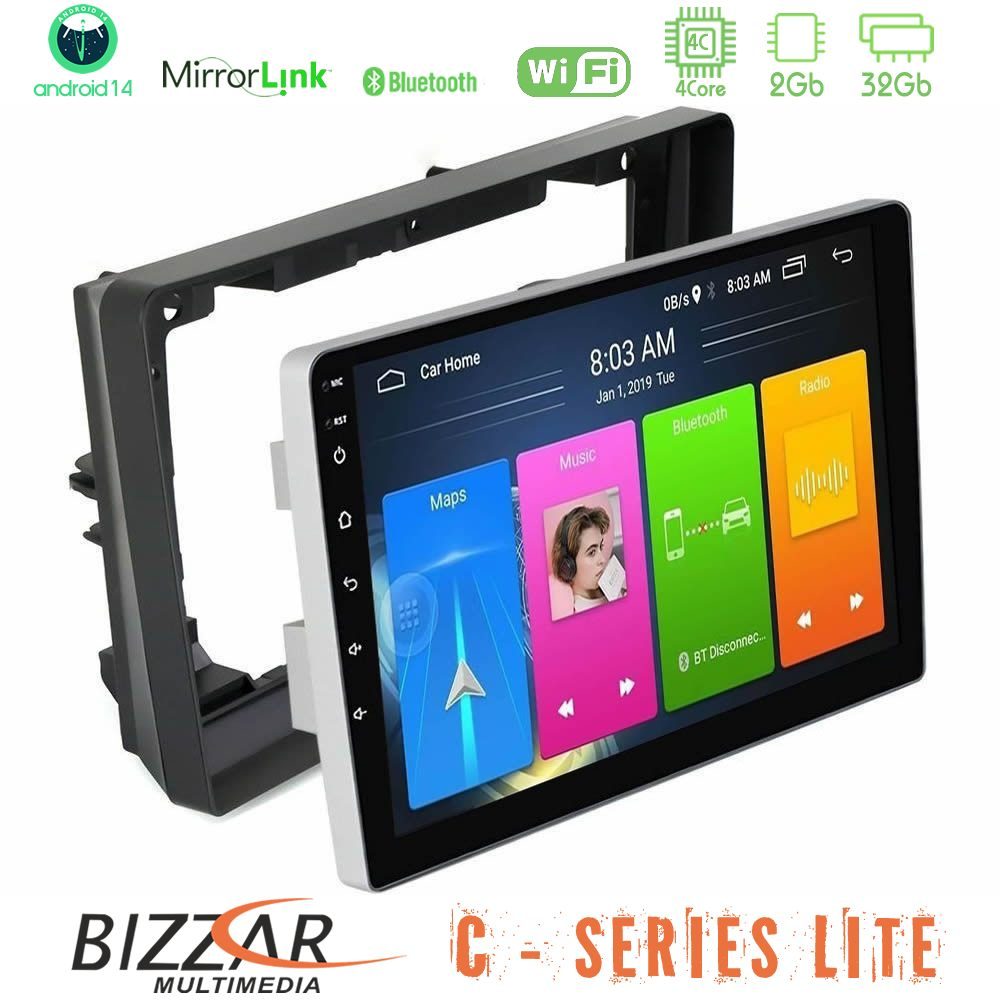 Bizzar C Series Lite 4Core Android14 2+32GB  Peugeot 308 2013-2020 Navigation Multimedia Tablet 9"