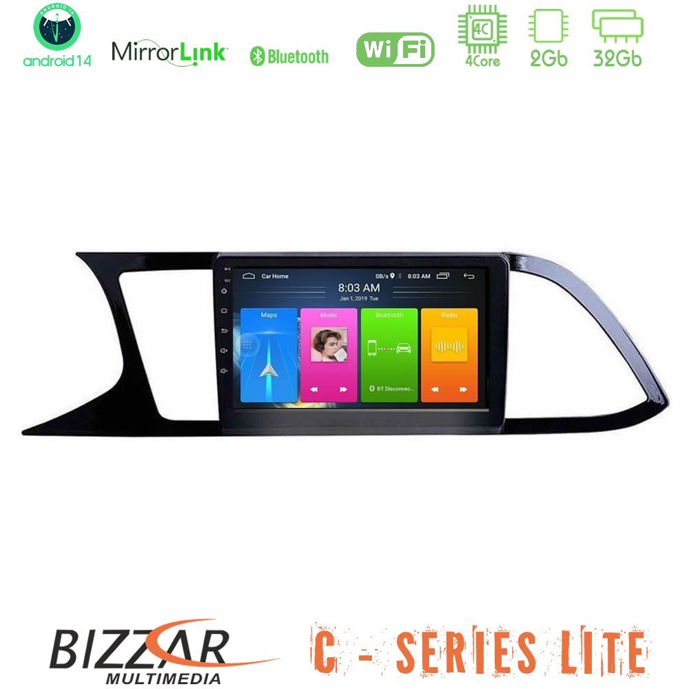 Bizzar C Series Lite 4Core Android14 2+32GB Seat Leon 2013 – 2019 Navigation Multimedia Tablet 9"