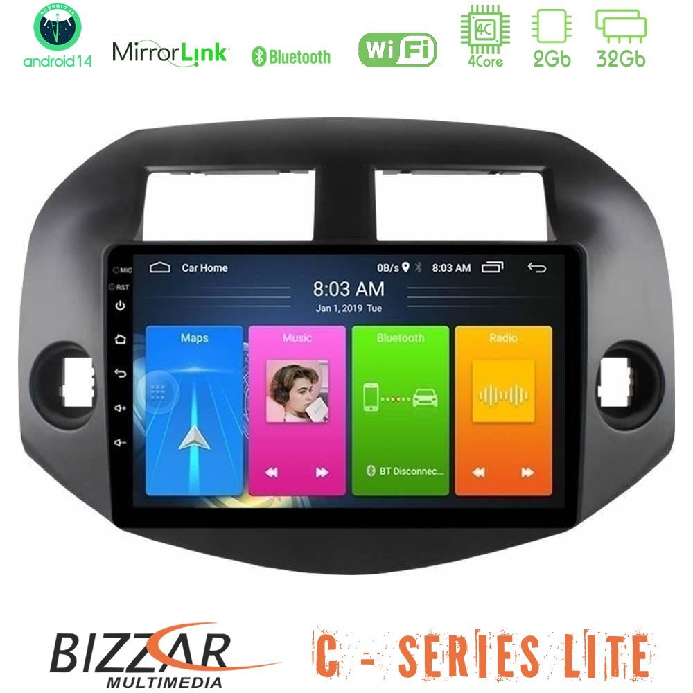 Bizzar C Series Lite 4Core Android14 2+32GB Toyota Rav4 2006-2012 Navigation Multimedia Tablet 10"