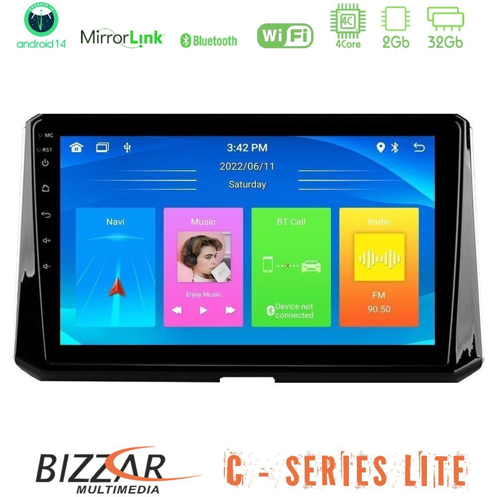 Bizzar C Series Lite 4Core Android14 2+32GB Toyota Corolla 2019-2022 Navigation Multimedia Tablet 10"