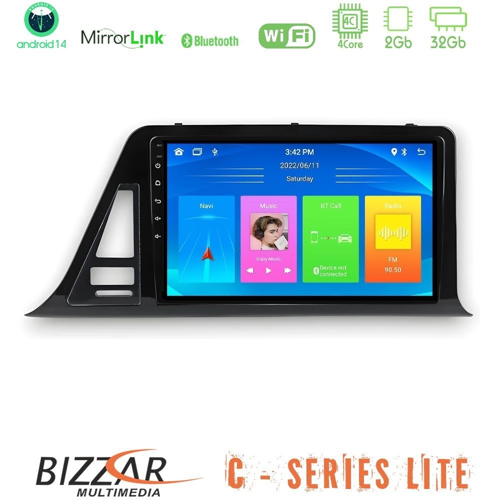 Bizzar C Series Lite 4Core Android14 2+32GB Toyota CH-R RHD Navigation Multimedia Tablet 9"