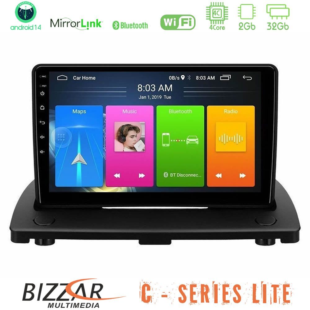 Bizzar C Series Lite 4Core Android14 2+32GB  Volvo XC90 2006-2014 Navigation Multimedia Tablet 9"