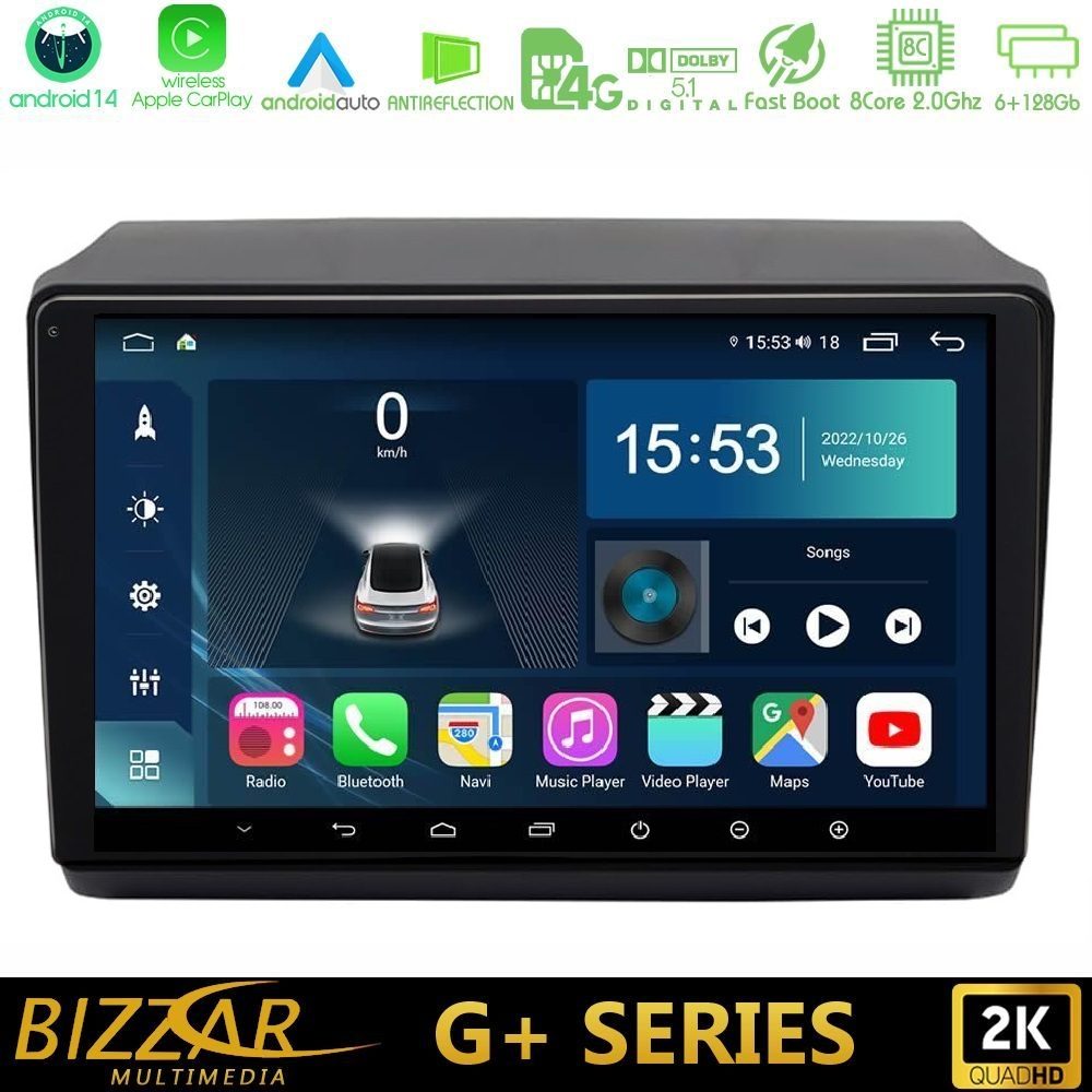 Bizzar G+ Series Fiat Ducato/Citroen Jumper/Peugeot 8core Android14 6+128GB Navigation Multimedia Tablet 9"