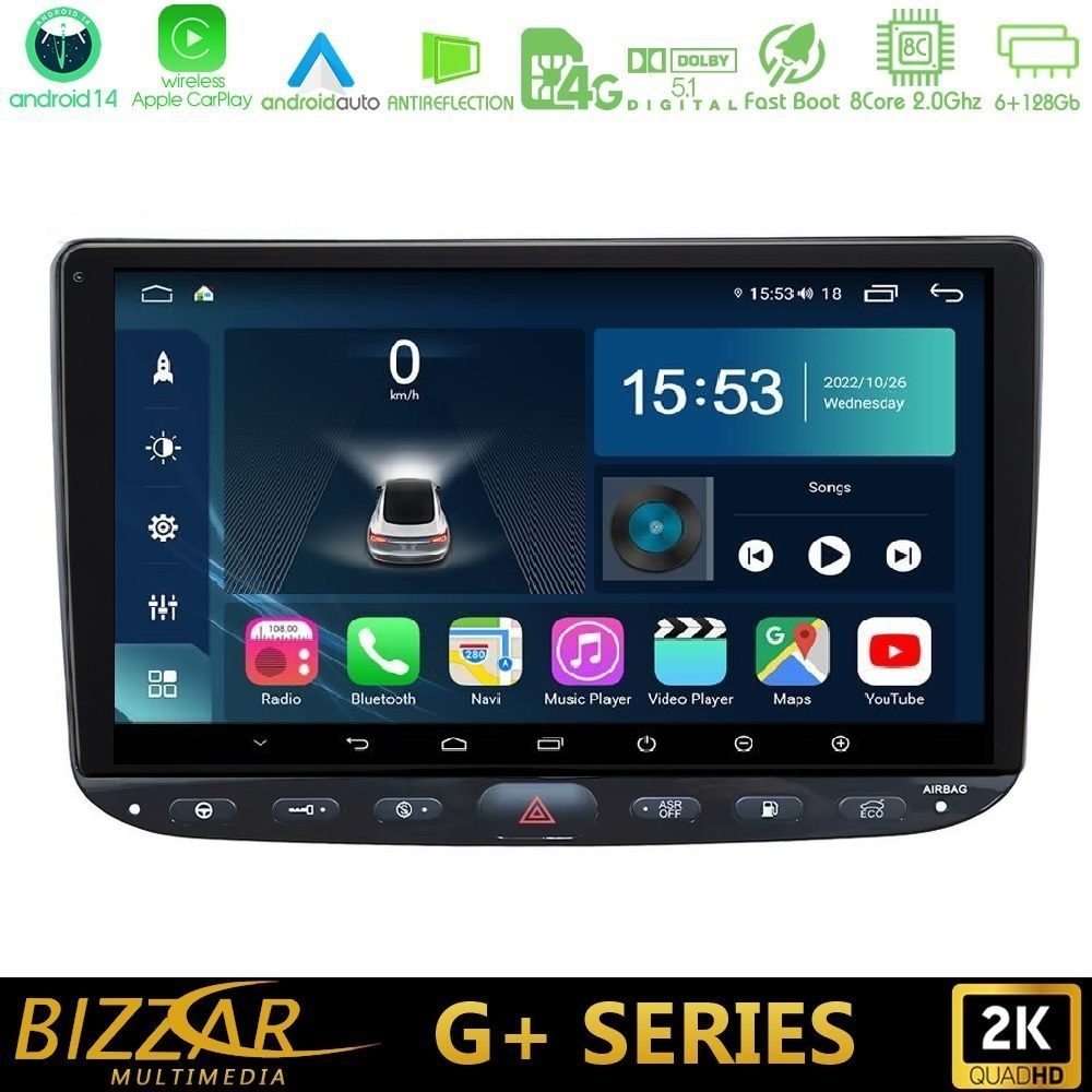 Bizzar G+ Series Fiat Punto/ Evo 8core Android14 6+128GB Navigation Multimedia Tablet 9"