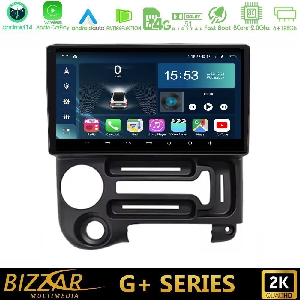 Bizzar G+ Series Hyundai Atos 1997 – 2010 8core Android14 6+128GB Navigation Multimedia Tablet 9"
