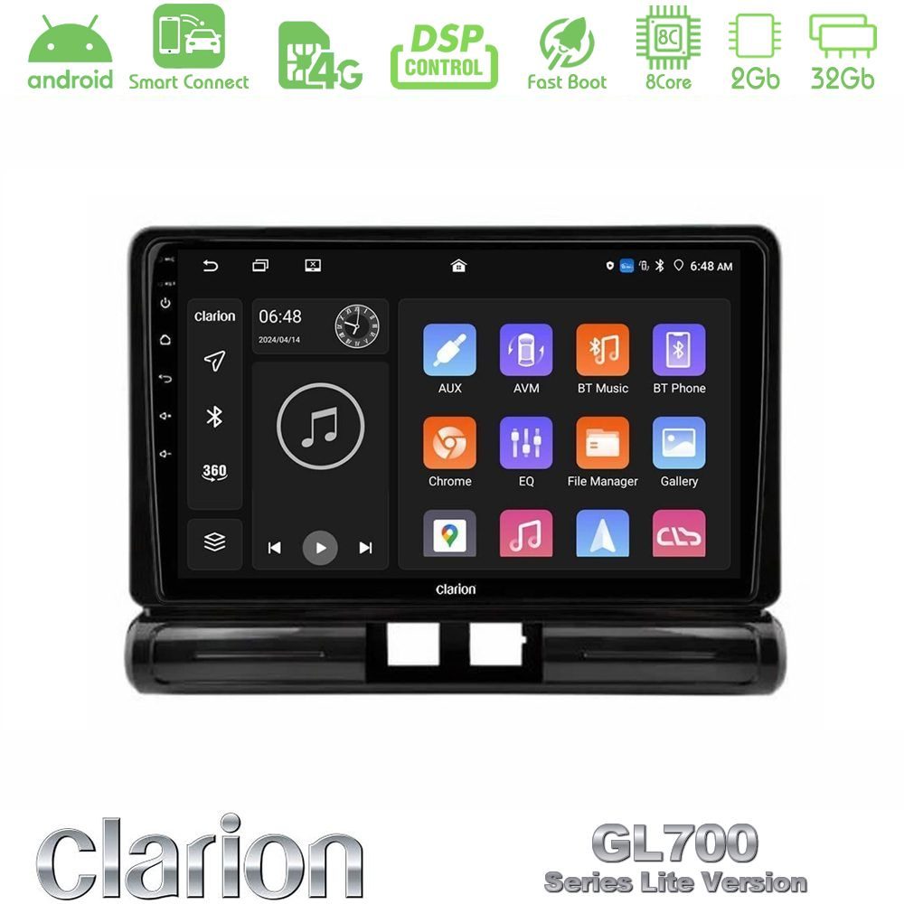 Clarion GL700 Lite Series 8Core Android ClarionOS 2+32GB Citroen C3 2016-> Navigation Multimedia Tablet 9" Με Carplay & Android Auto