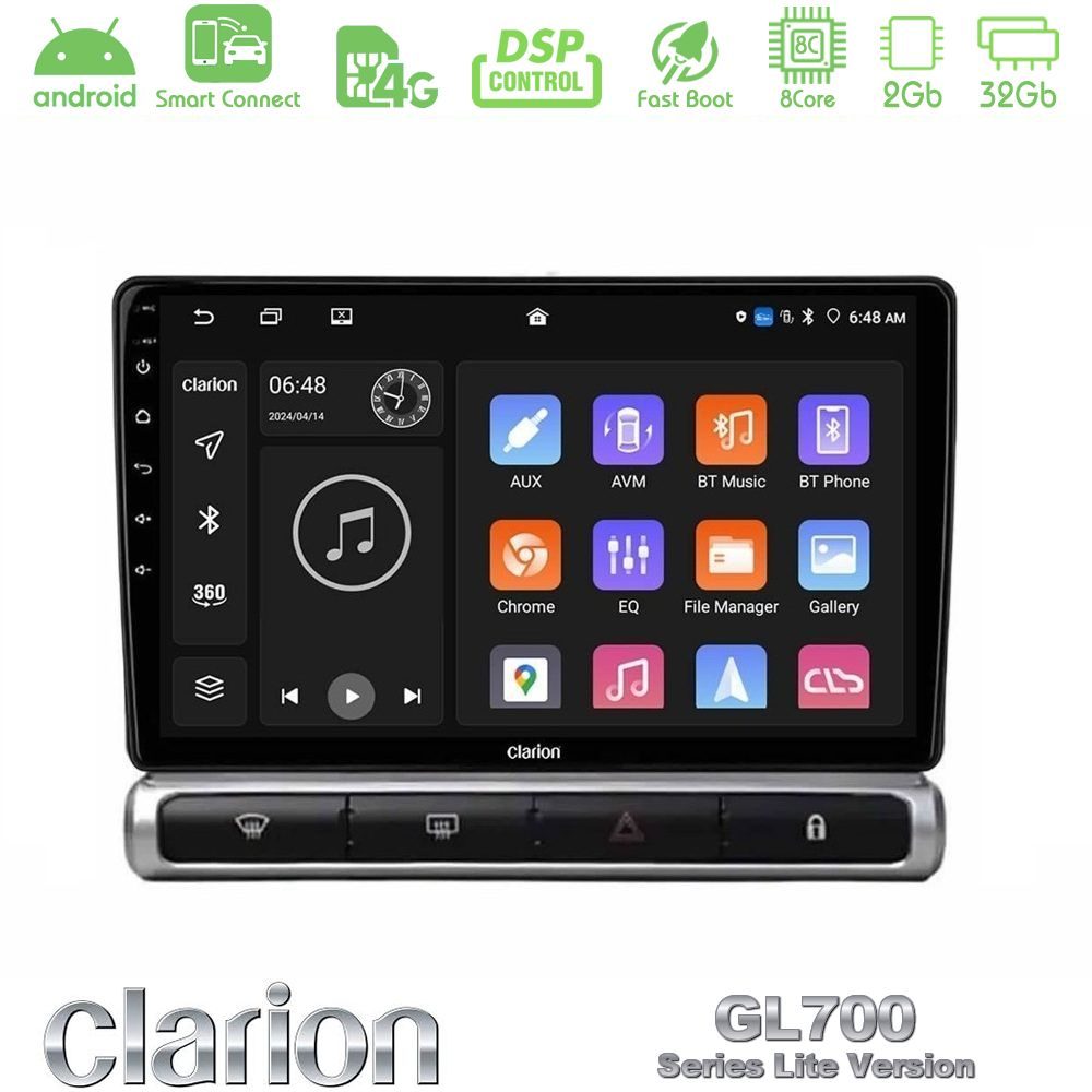 Clarion GL700 Lite Series 8Core Android ClarionOS 2+32GB Citroen C3 2016-> Navigation Multimedia Tablet 9" Με Carplay & Android Auto