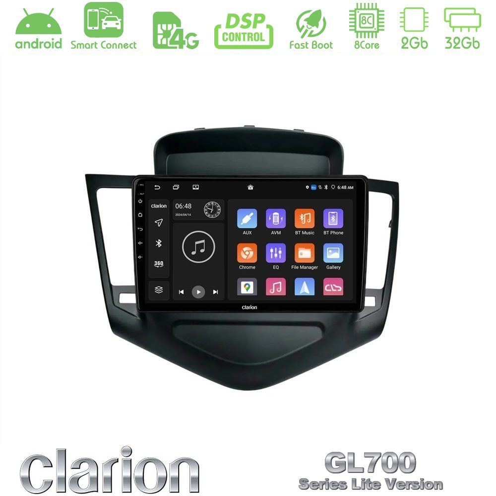 Clarion GL700 Lite Series 8Core Android ClarionOS 2+32GB Chevrolet Cruze 2009-2012 Navigation Multimedia Tablet 9" Με Carplay & Android Auto