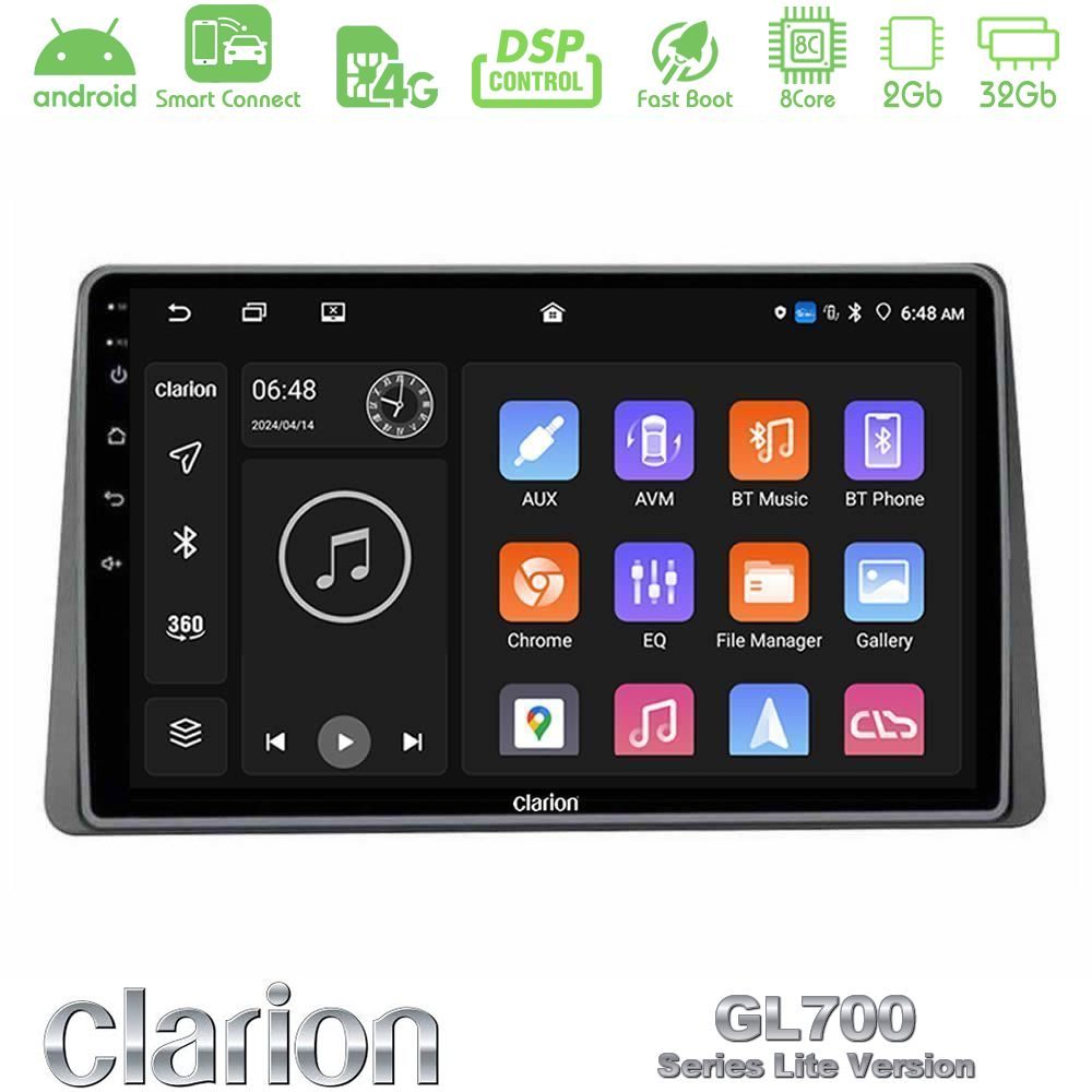 Clarion GL700 Lite Series Dacia Duster 2022-> 8Core Android ClarionOS 2+32GB Navigation Multimedia Tablet 9" Με Carplay & Android Auto Με Carplay & Android Auto