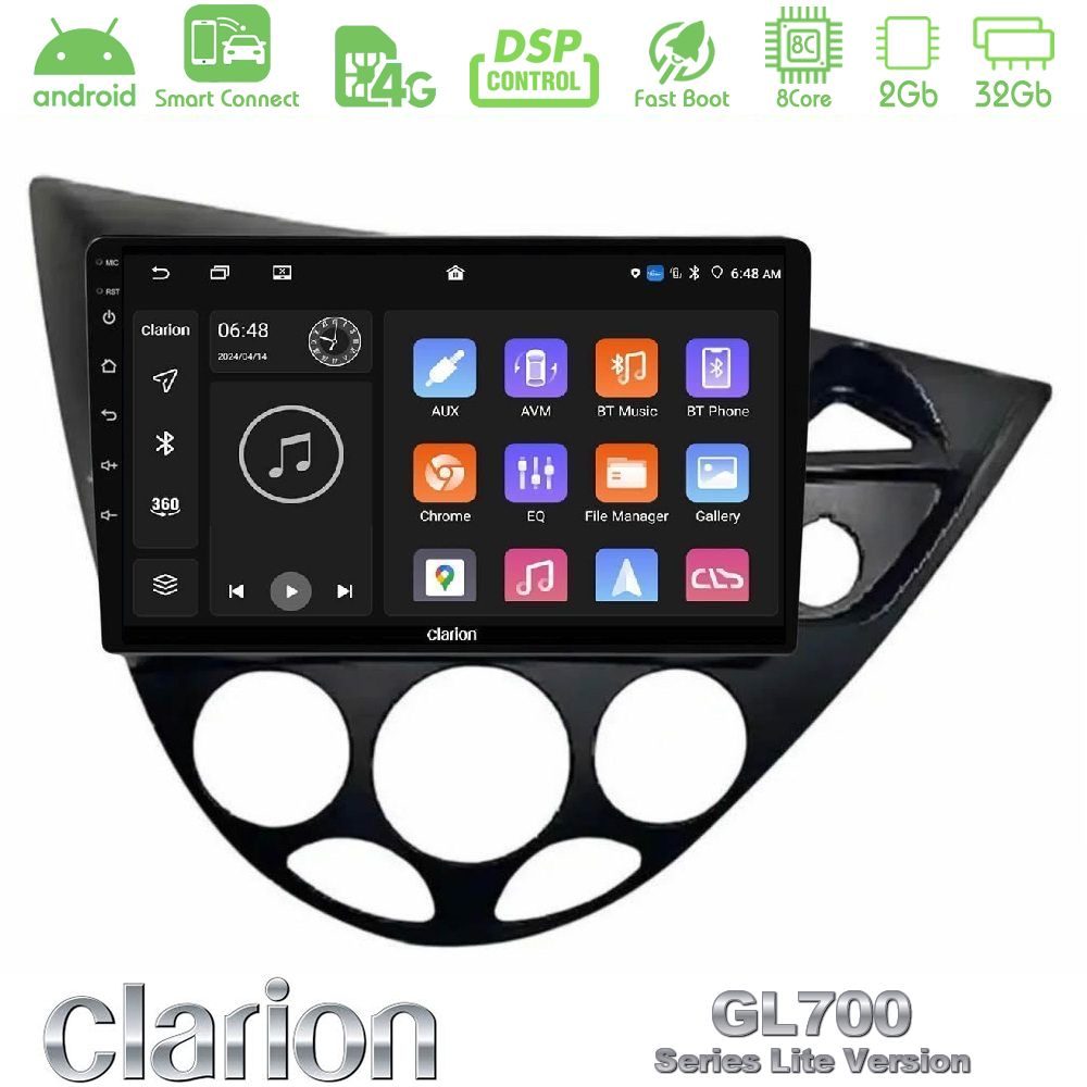 Clarion GL700 Lite Series 8Core Android ClarionOS 2+32GB Ford Focus 1999-2004 (RHD) Navigation Multimedia Tablet 9" Με Carplay & Android Auto