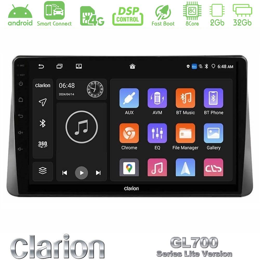 Clarion GL700 Lite Series 8Core Android ClarionOS 2+32GB Ford Focus 2019-> Navigation Multimedia Tablet 9" Με Carplay & Android Auto