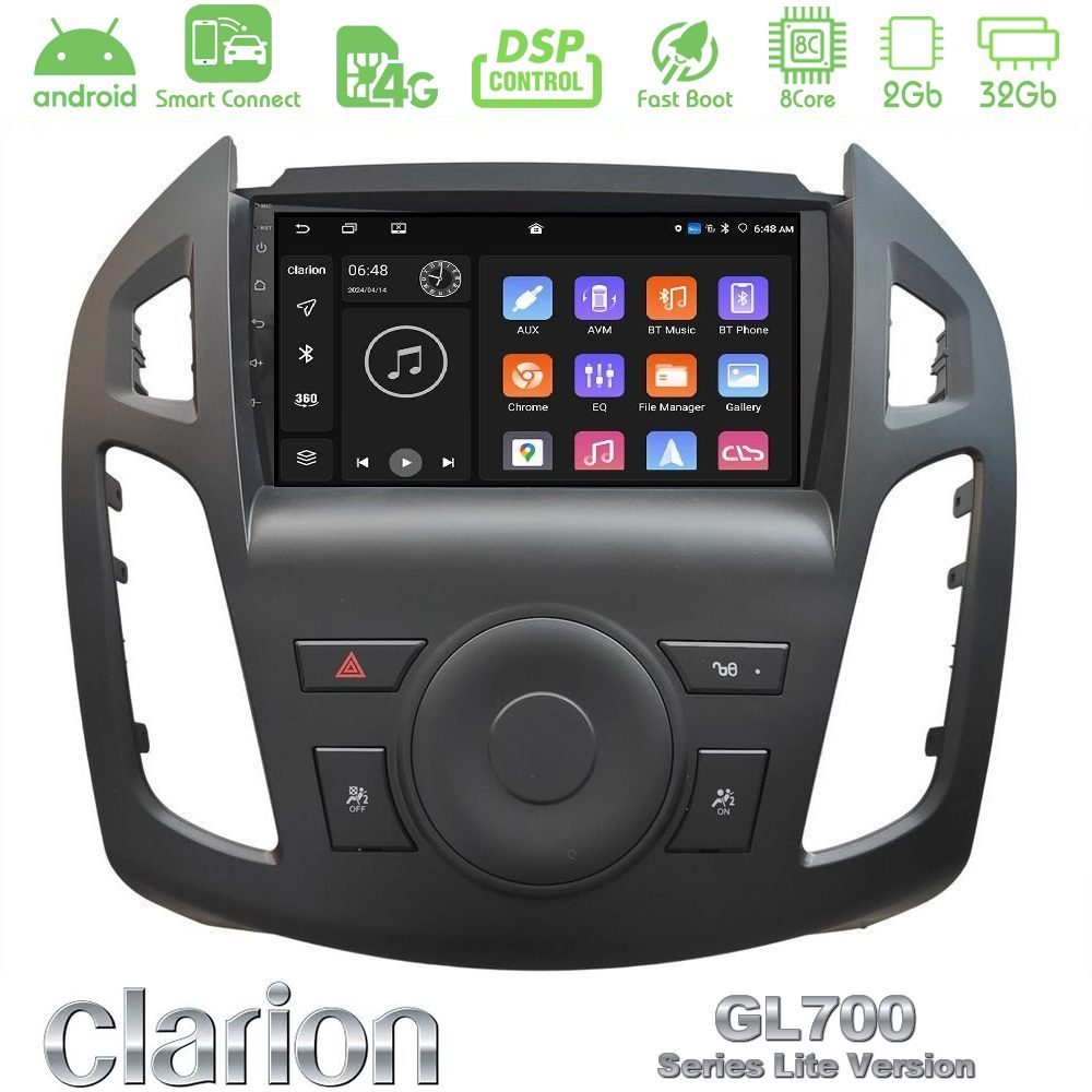 Clarion GL700 Lite Series 8Core Android ClarionOS 2+32GB Ford Transit Connect Navigation Multimedia Tablet 9" Με Carplay & Android Auto