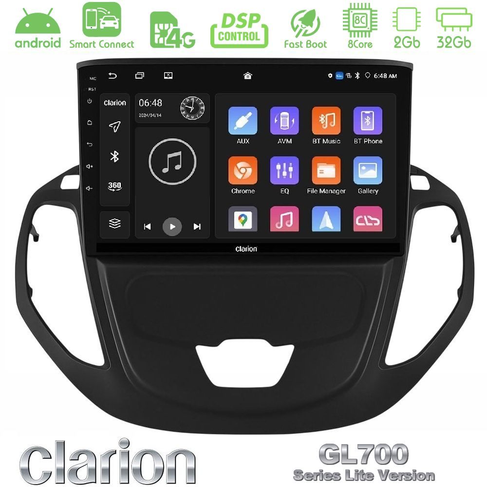 Clarion GL700 Lite Series 8Core Android ClarionOS 2+32GB Ford Transit Courier 2015-2023 Navigation Multimedia Tablet 9" Με Carplay & Android Auto