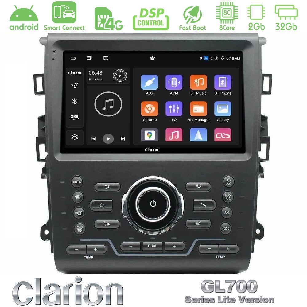 Clarion GL700 Lite Series 8Core Android ClarionOS 2+32GB Ford Mondeo 2014-2021 Navigation Multimedia Tablet 9" Με Carplay & Android Auto