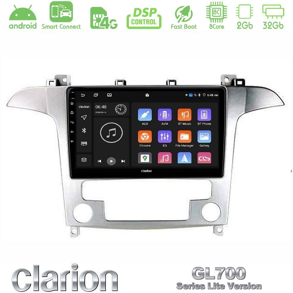 Clarion GL700 Lite Series Ford S-Max 2006-2012 8Core Android ClarionOS 2+32GB Navigation Multimedia Tablet 9" Με Carplay & Android Auto Με Carplay & Android Auto