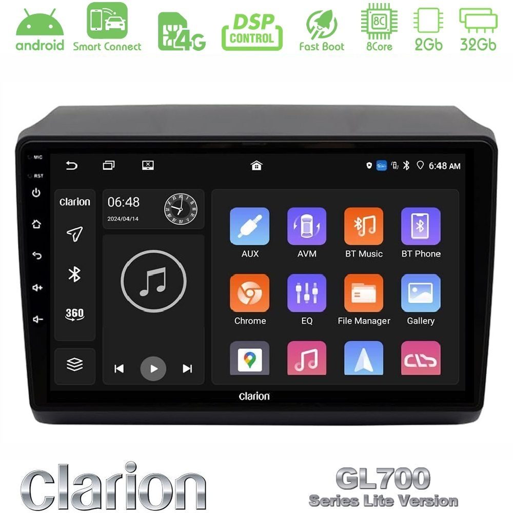 Clarion GL700 Lite Series 8Core Android ClarionOS 2+32GB Fiat Ducato/Citroen Jumper/Peugeot Navigation Multimedia Tablet 9" Με Carplay & Android Auto