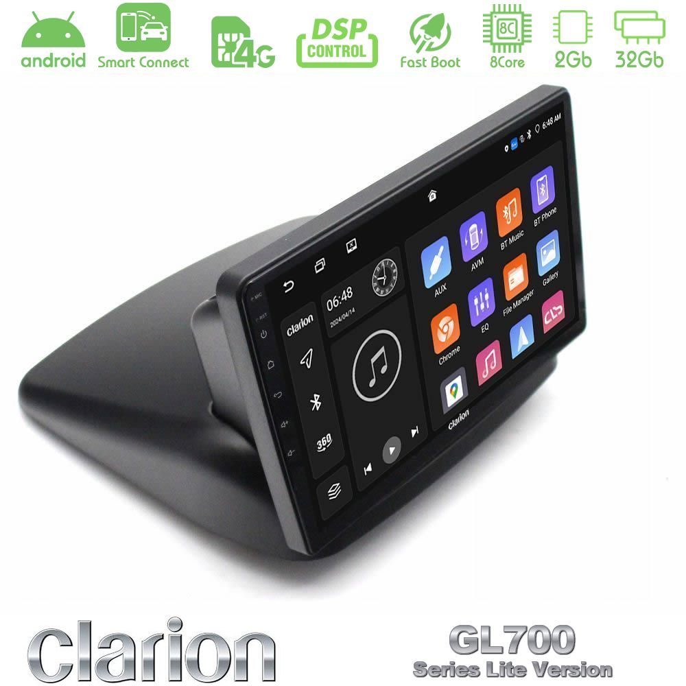 Clarion GL700 Lite Series 8Core Android ClarionOS 2+32GB Fiat Doblo 2002-2009 Navigation Multimedia Tablet 10" Με Carplay & Android Auto
