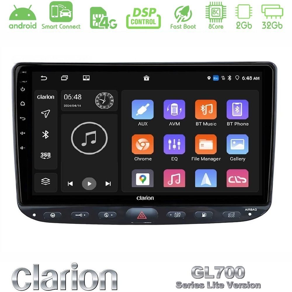 Clarion GL700 Lite Series 8Core Android ClarionOS 2+32GB Fiat Punto/ Evo Navigation Multimedia Tablet 9" Με Carplay & Android Auto