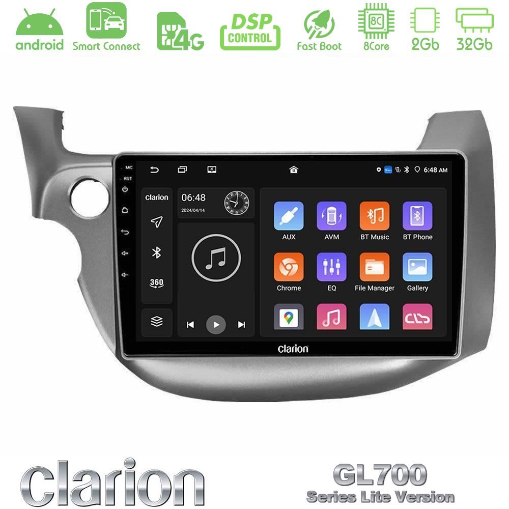 Clarion GL700 Lite Series 8Core Android ClarionOS 2+32GB Honda Jazz 2009-2013 Navigation Multimedia Tablet 10" Με Carplay & Android Auto